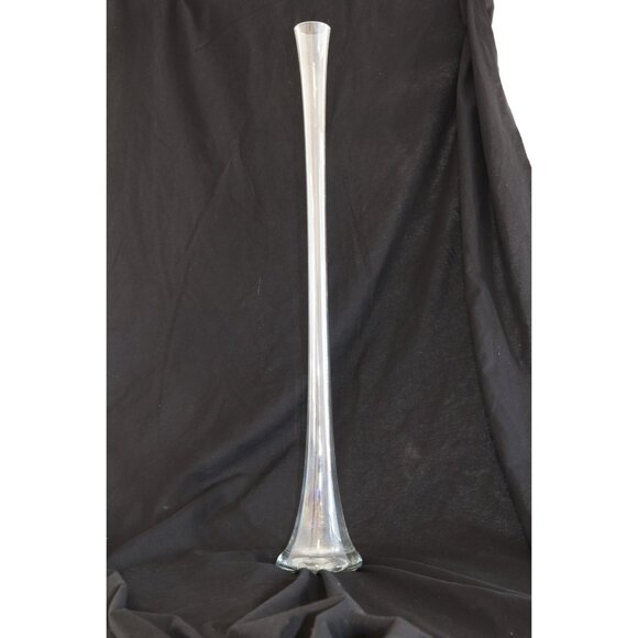 Vintage iM - Glass Vase Portugal 31.5" Tall Hand Blown Handmade Rippled Glass - Picture 2 of 4